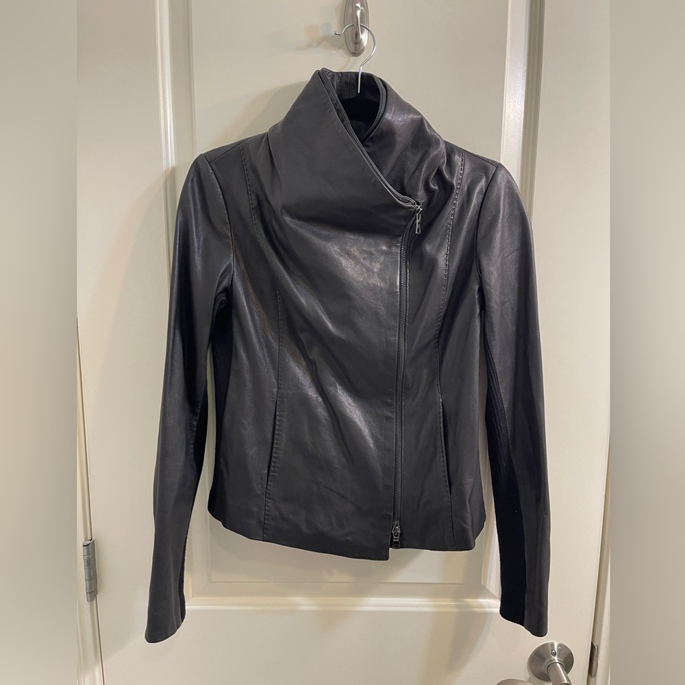 Like new Vince Leather Cross-Front Moto Jacket Sz S